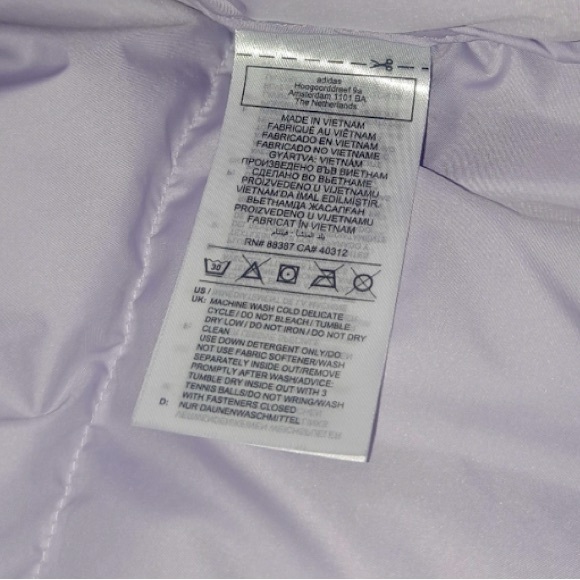 NWT, Adidas Down Puffer Jacket (lavender) - Picture 7 of 8